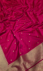 Raspberry Pink Red Mushru Banarasi Handloom Saree